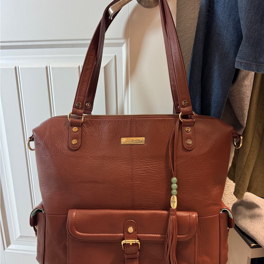 Lily jade diaper bag  -Brown Leather Tote Bag